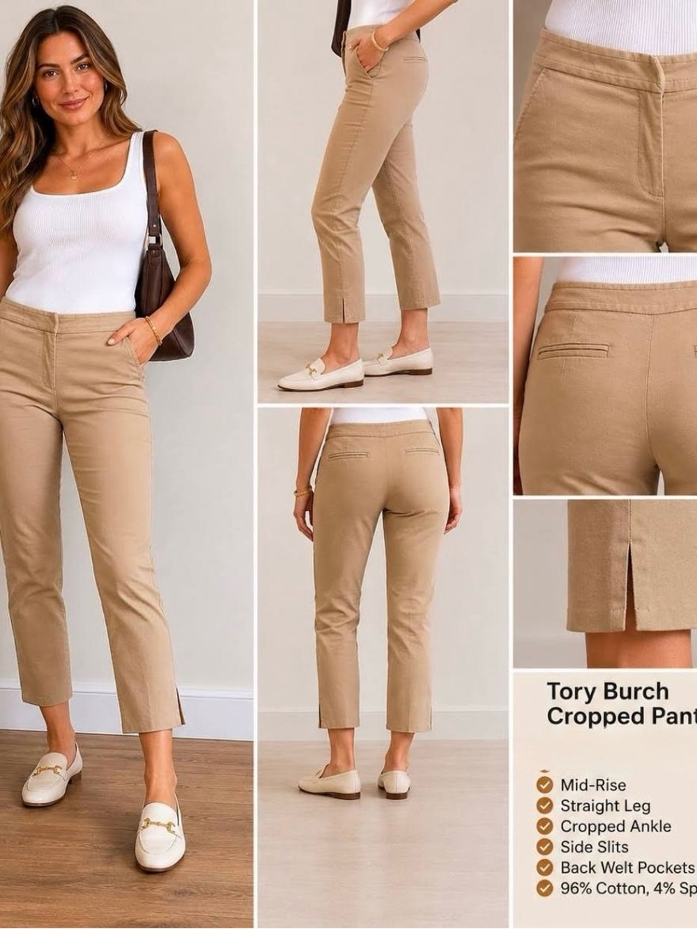 Tory Burch Classic Tailored Cropped Pants - Tan